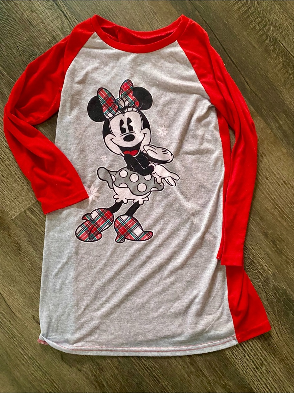 Disney Minnie Mouse Red & Heather Gray Raglan Nightgown